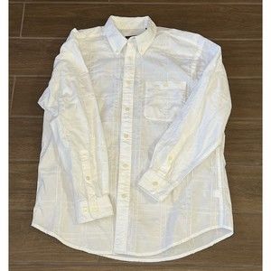 Orvis Shirt Men Large White Plaid Quilted Button Up Long Sleeve Cotton